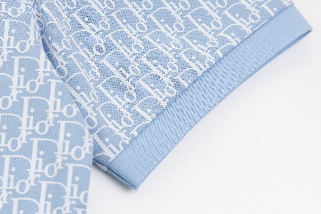 Dior CD Monogram Polo Shirt | Retro 80s-Inspired Design | Blue | M–3XL