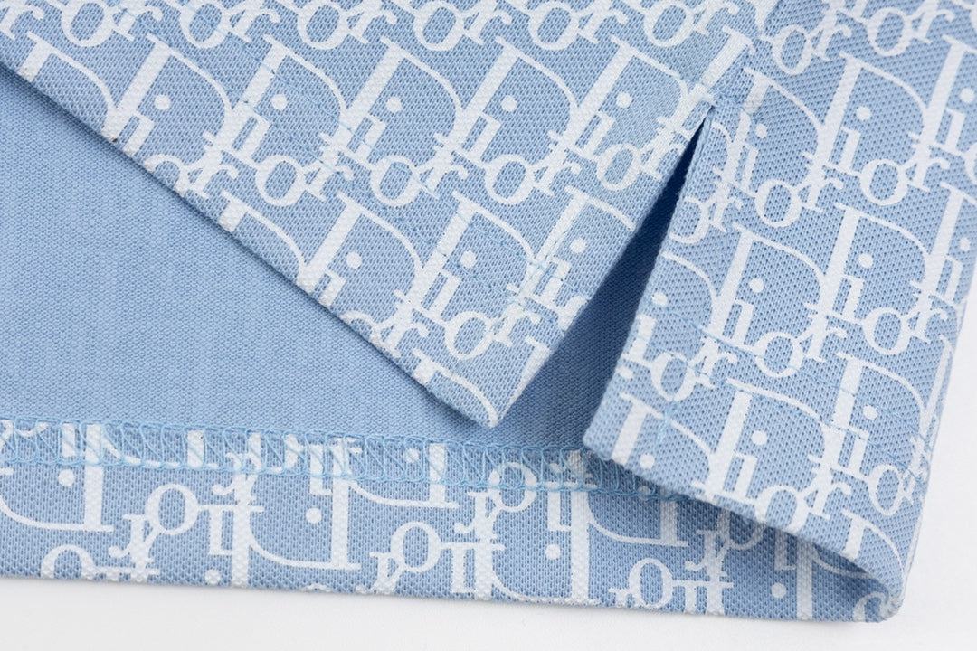 Dior CD Monogram Polo Shirt | Retro 80s-Inspired Design | Blue | M–3XL