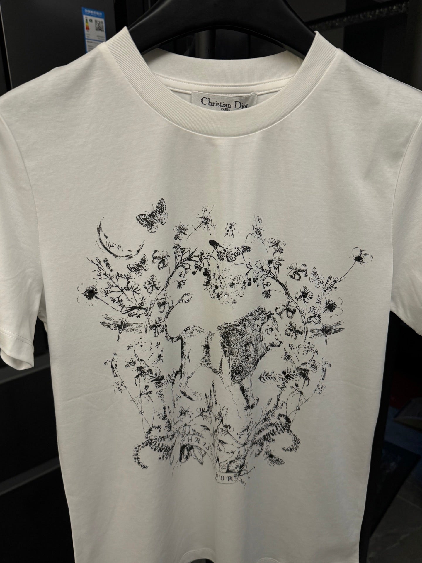 Dior Early Spring Women’s T-Shirt | Lion Sketch Print with Crystal Detailing | White | Sizes S–L