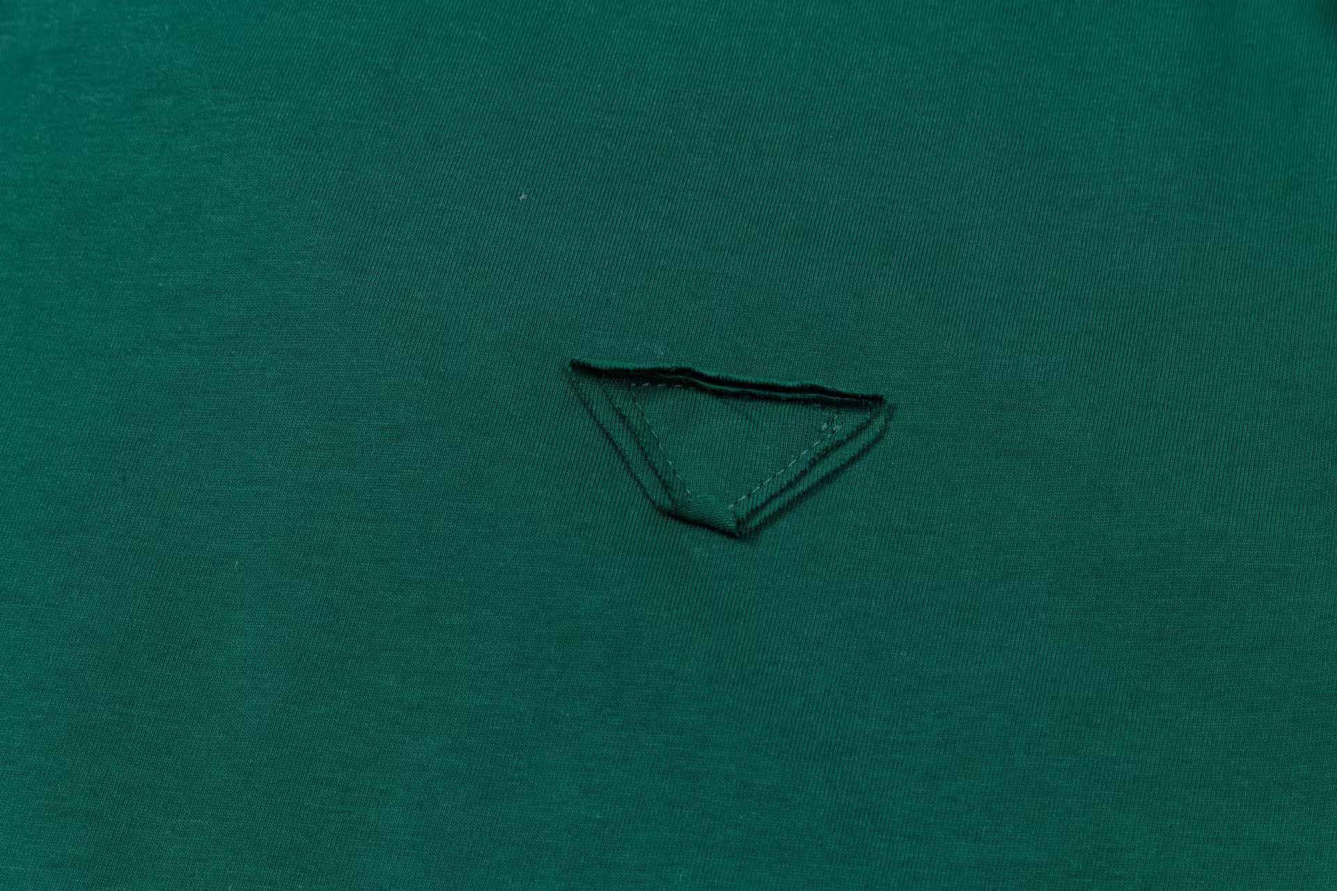 Prada Contrast-Layer T-Shirt with Iconic Triangle Emblem