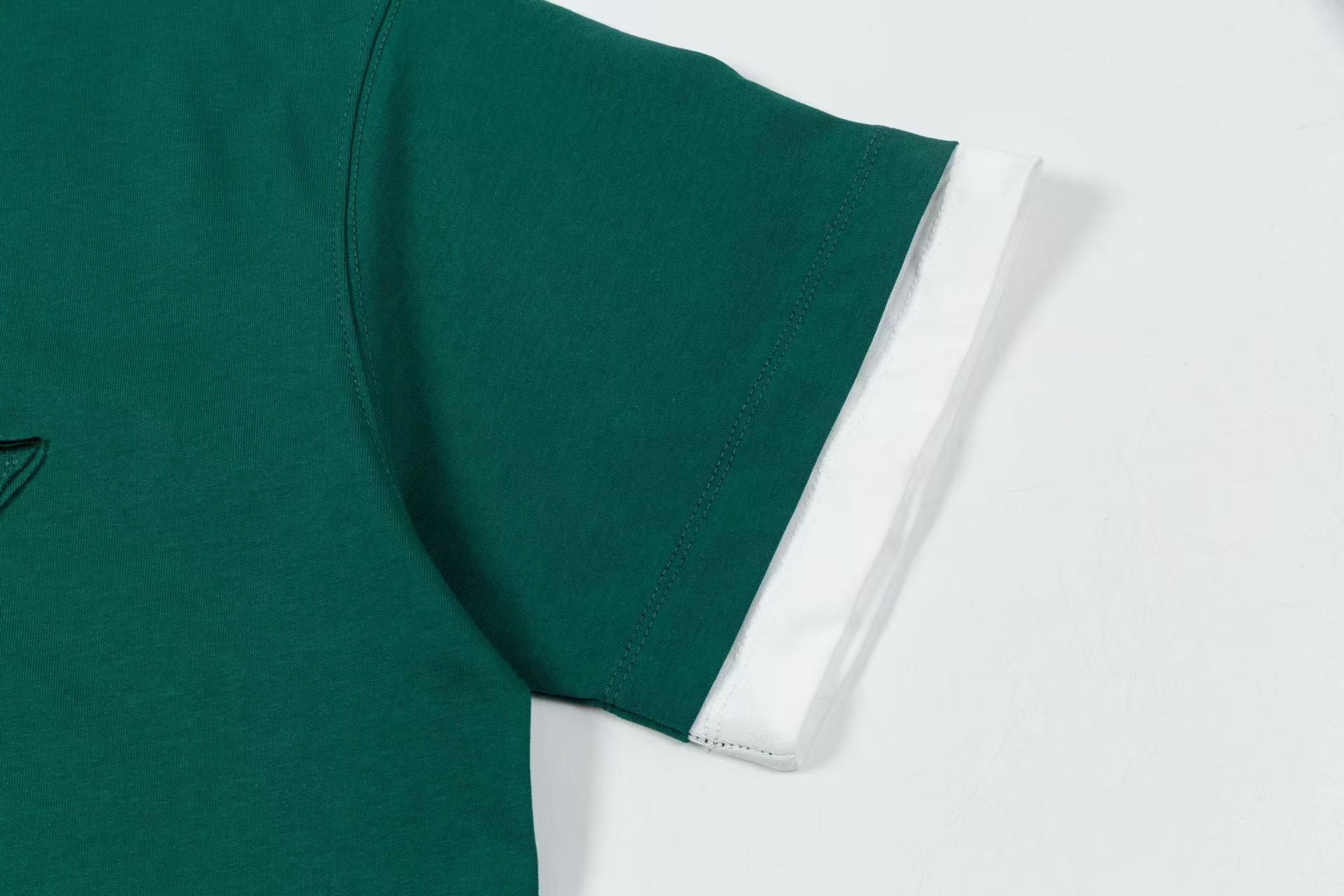 Prada Contrast-Layer T-Shirt with Iconic Triangle Emblem