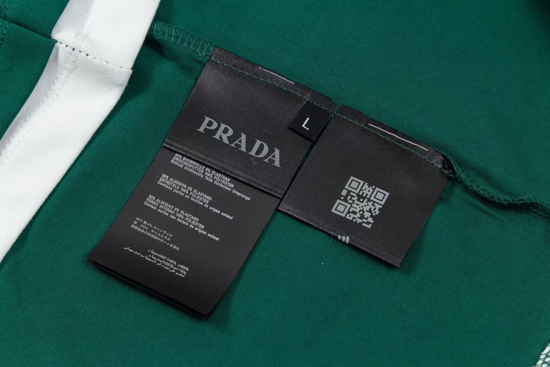 Prada Contrast-Layer T-Shirt with Iconic Triangle Emblem