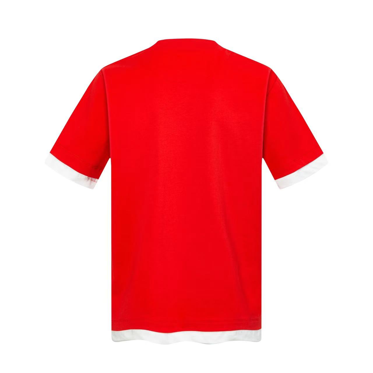 Prada Contrast-Layer T-Shirt with Iconic Triangle Emblem