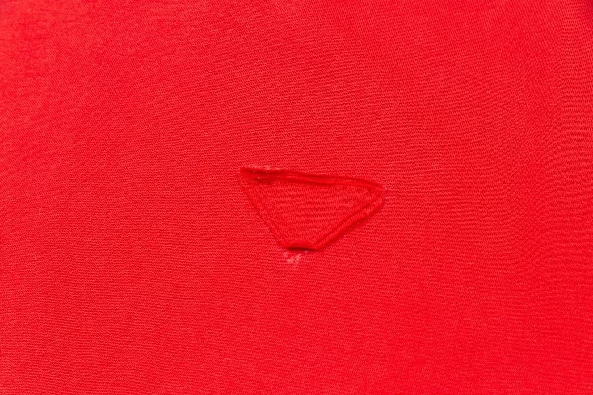 Prada Contrast-Layer T-Shirt with Iconic Triangle Emblem