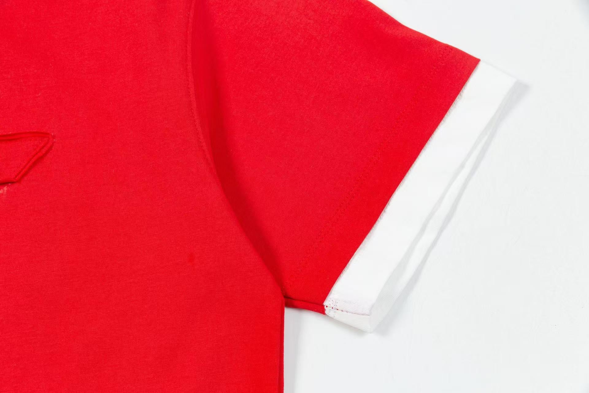 Prada Contrast-Layer T-Shirt with Iconic Triangle Emblem