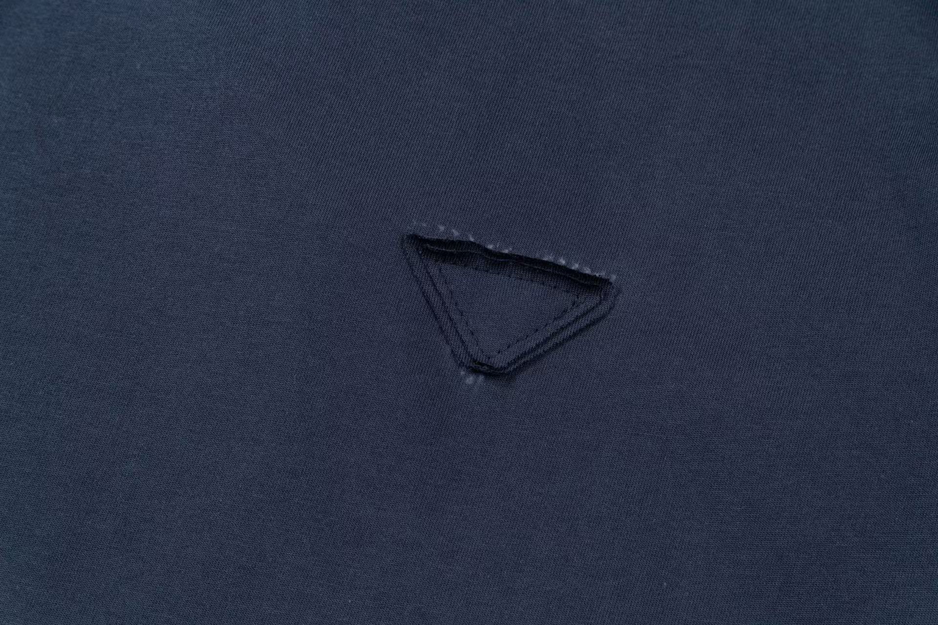 Prada Contrast-Layer T-Shirt with Iconic Triangle Emblem