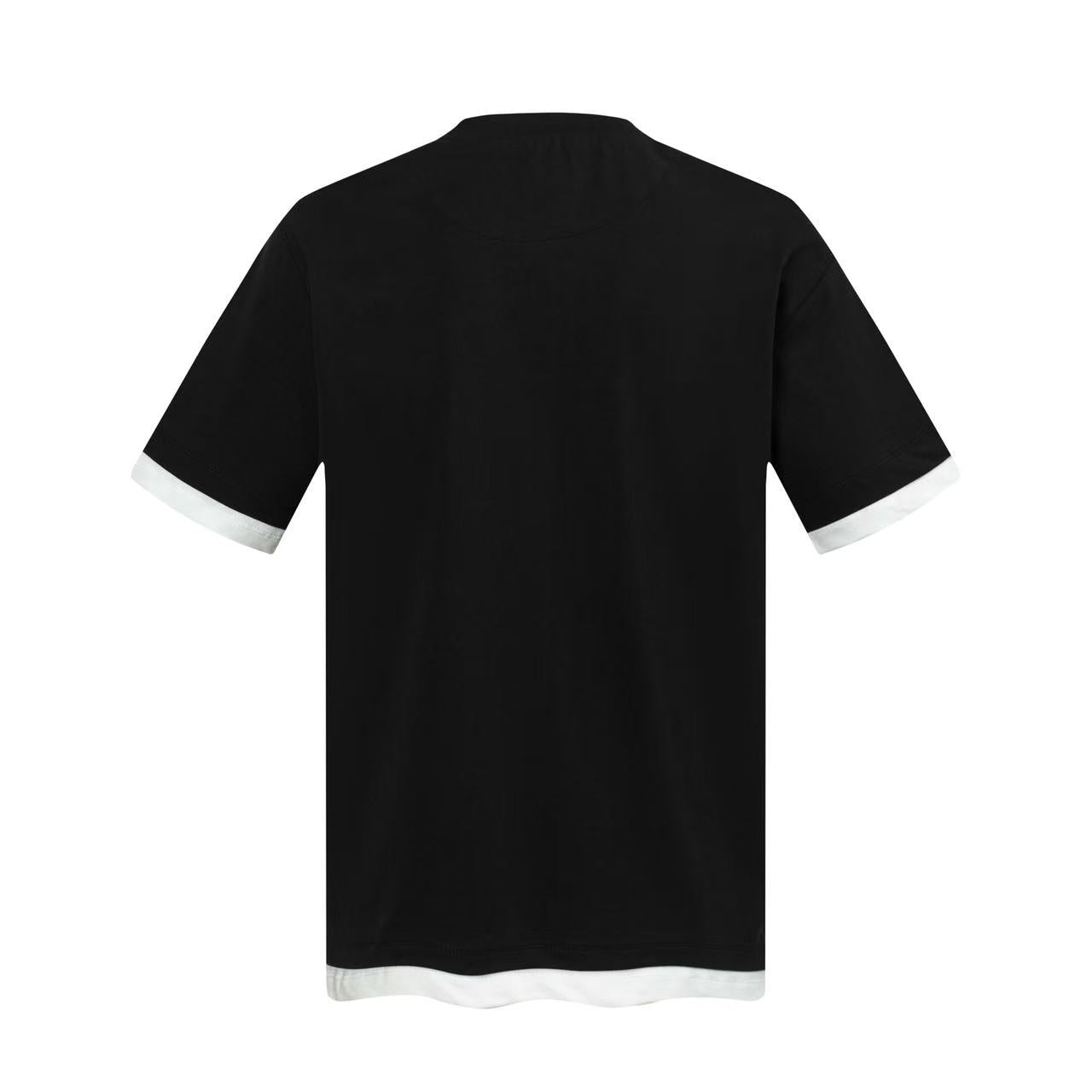 Prada Contrast-Layer T-Shirt with Iconic Triangle Emblem