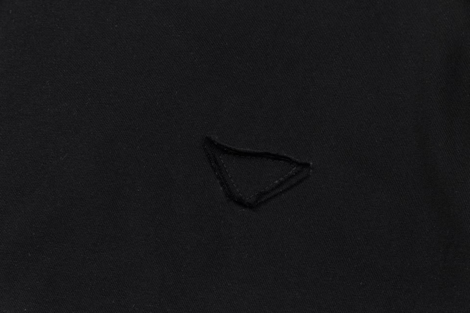 Prada Contrast-Layer T-Shirt with Iconic Triangle Emblem