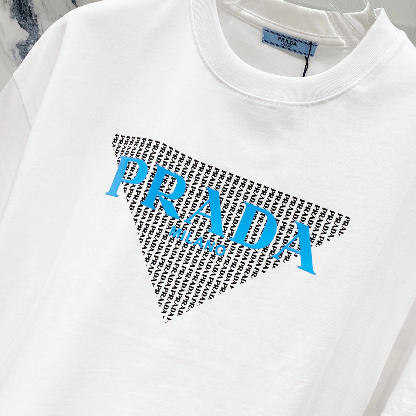 PRADA 260g Cotton Logo Triangle Print T-Shirt | Sizes XS–L