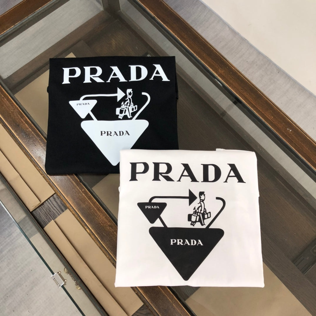 PRADA Travel-Inspired Triangle Logo T-Shirt | Limited Edition SS Collection | Sizes S–XL