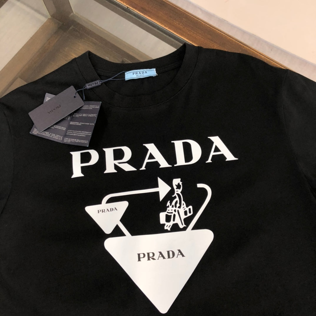 PRADA Travel-Inspired Triangle Logo T-Shirt | Limited Edition SS Collection | Sizes S–XL