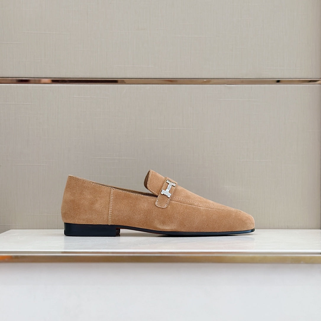 Hermès Loafers – Double H Buckle, Handmade Premium Leather Sole, Classic Gentleman Style