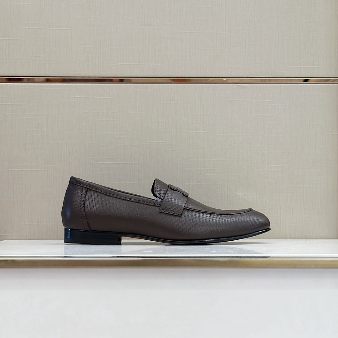 Hermès Loafers – Double H Buckle, Handmade Genuine Leather Sole, Elegant Gentleman Style