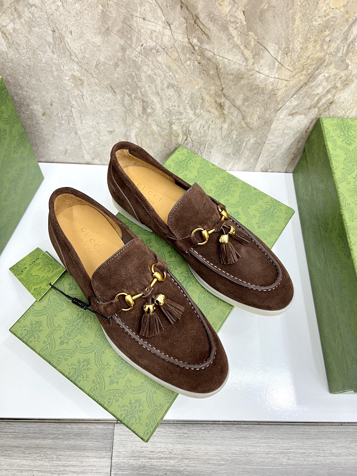 Gucci Men’s Horsebit Loafers – Lido Collection, Rubber Sole, Imported Leather