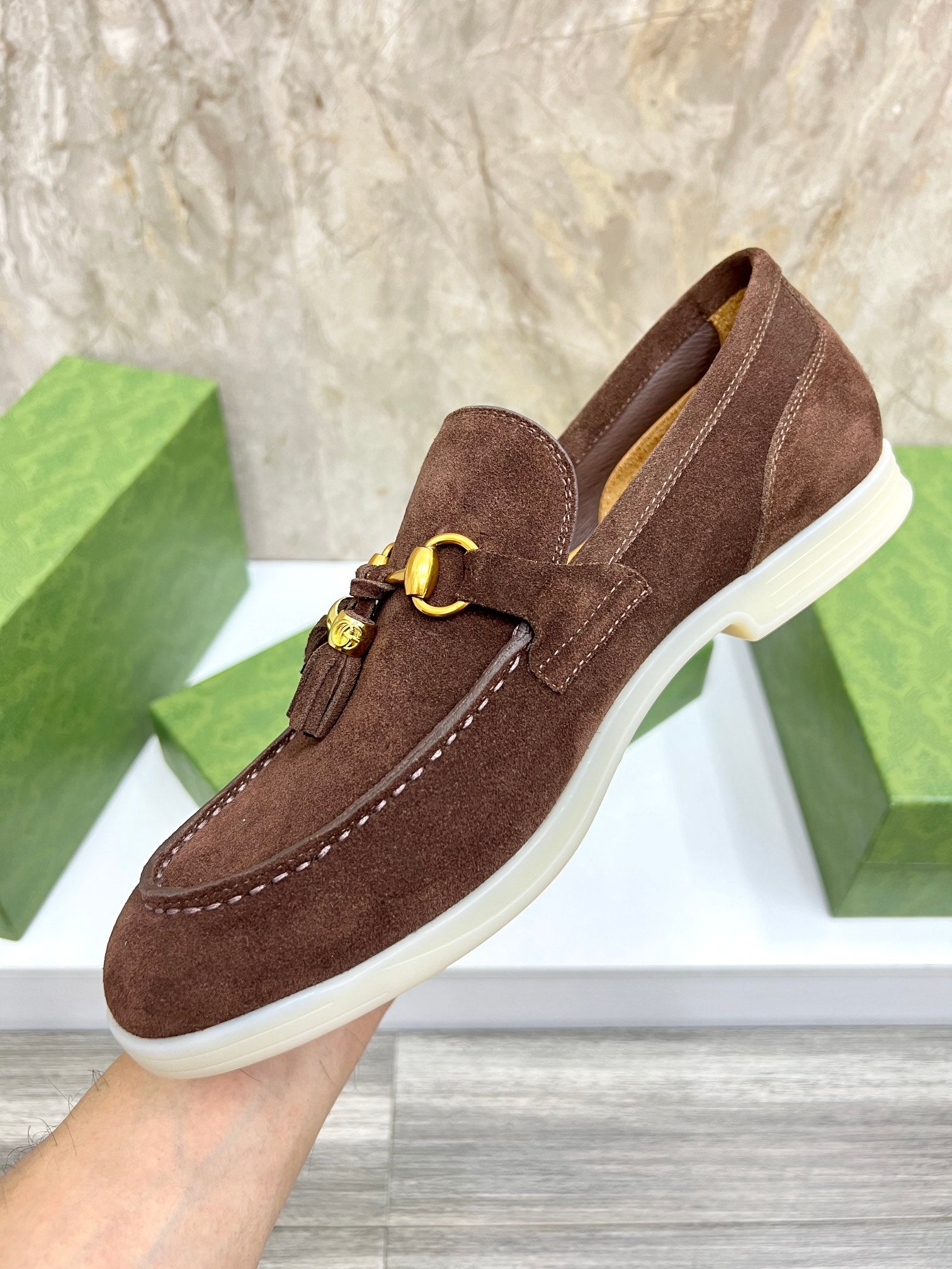 Gucci Men’s Horsebit Loafers – Lido Collection, Rubber Sole, Imported Leather