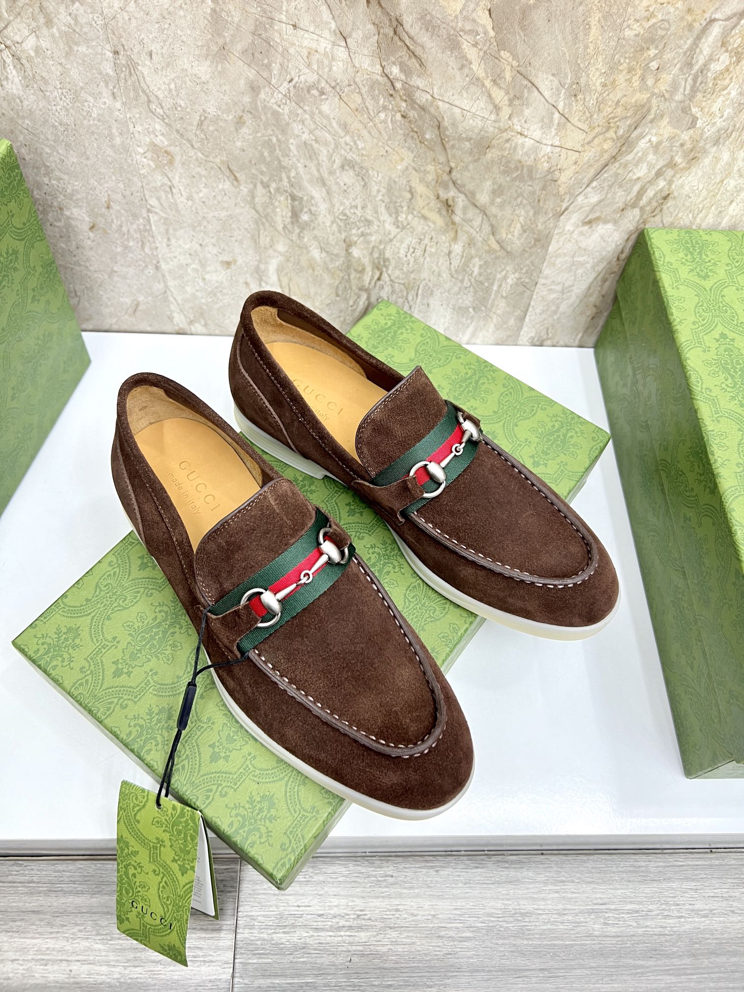 Gucci Men’s Horsebit Loafers – Lido Collection, Rubber Sole, Imported Leather