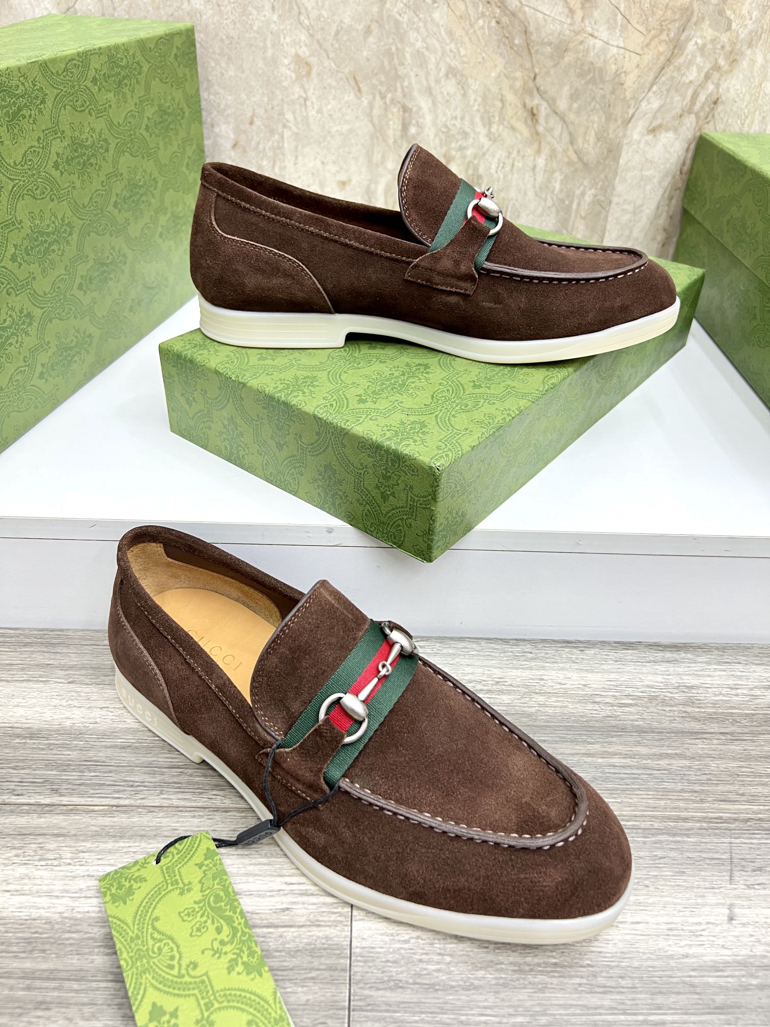 Gucci Men’s Horsebit Loafers – Lido Collection, Rubber Sole, Imported Leather