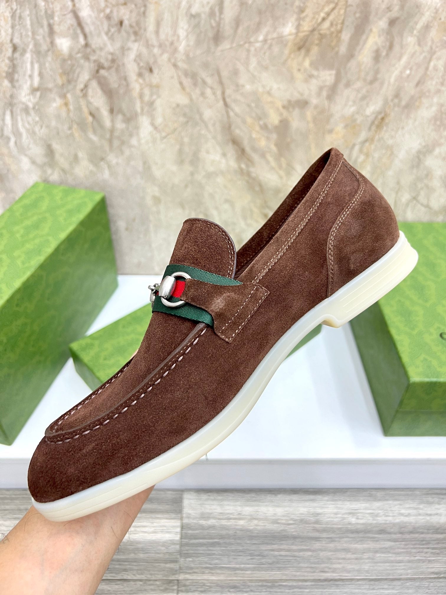 Gucci Men’s Horsebit Loafers – Lido Collection, Rubber Sole, Imported Leather