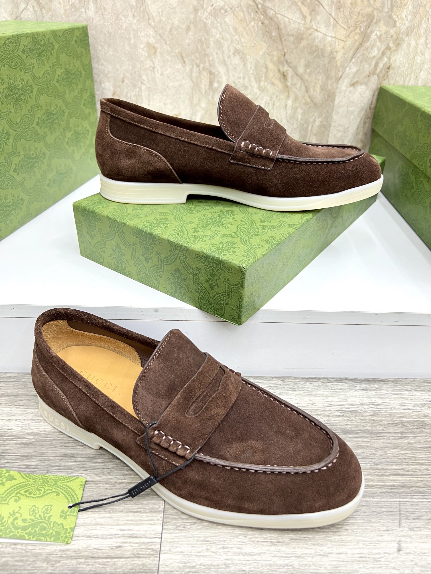 Gucci Men’s Horsebit Loafers – Lido Collection, Rubber Sole, Imported Leather