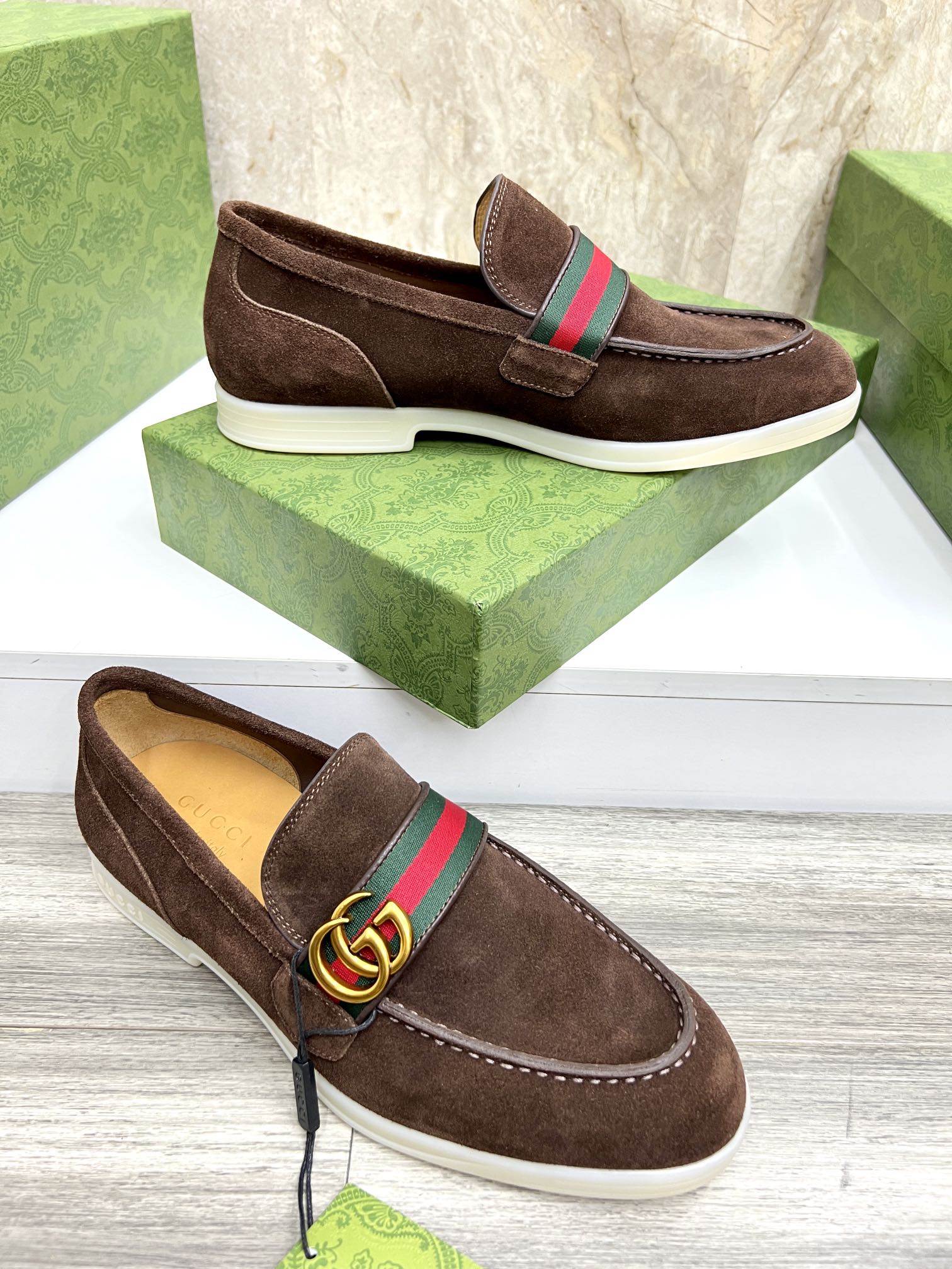 Gucci Men’s Horsebit Loafers – Lido Collection, Rubber Sole, Imported Leather