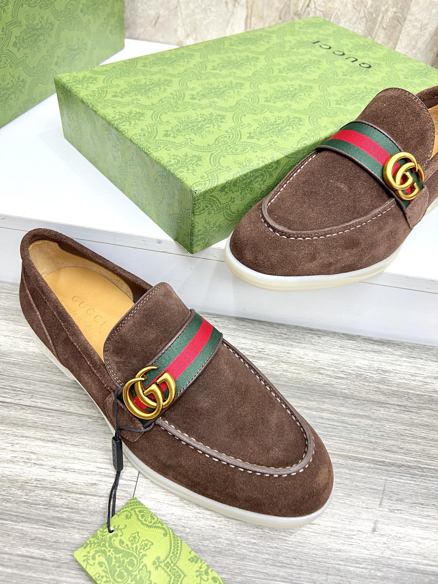 Gucci Men’s Horsebit Loafers – Lido Collection, Rubber Sole, Imported Leather