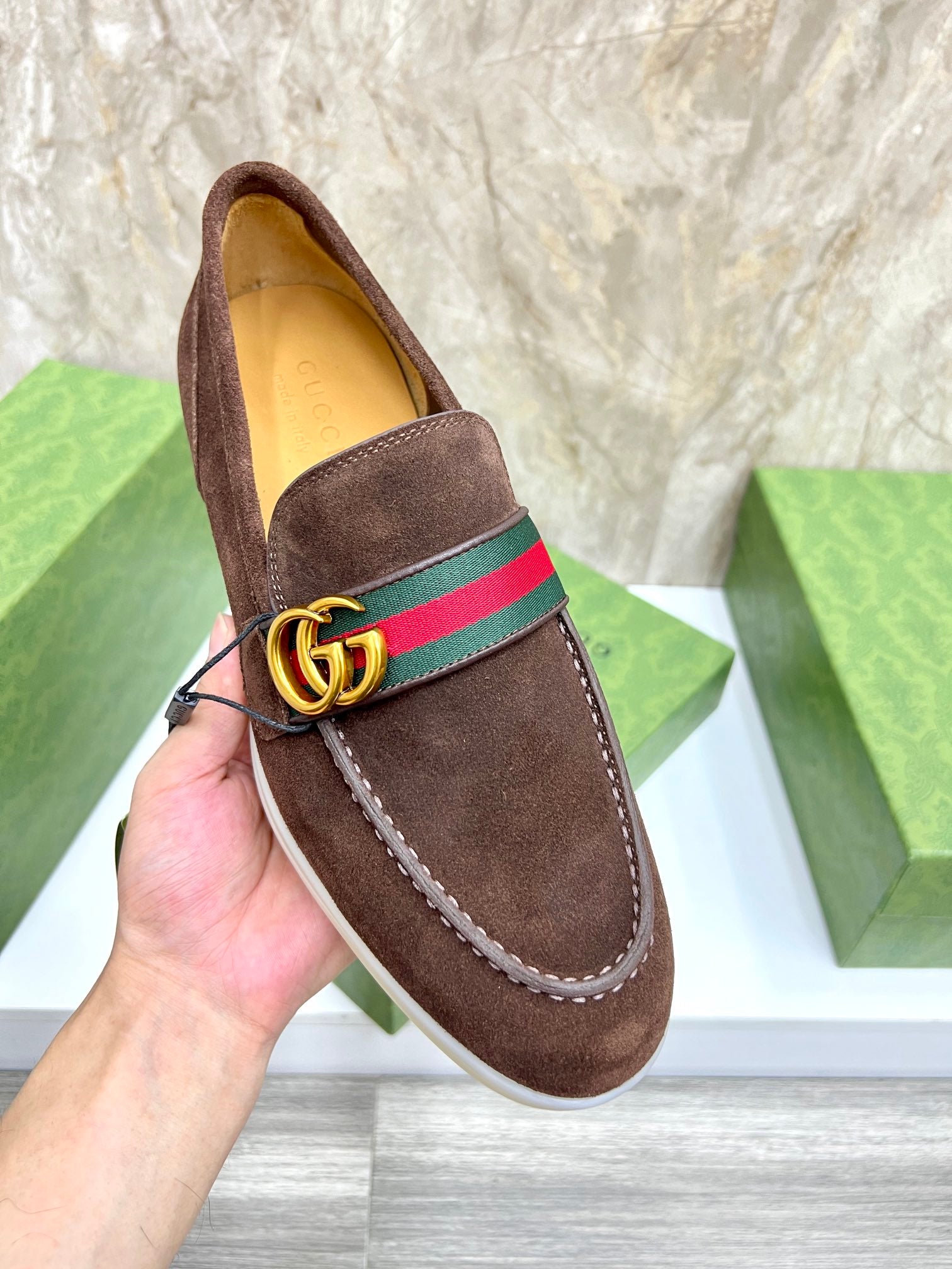 Gucci Men’s Horsebit Loafers – Lido Collection, Rubber Sole, Imported Leather
