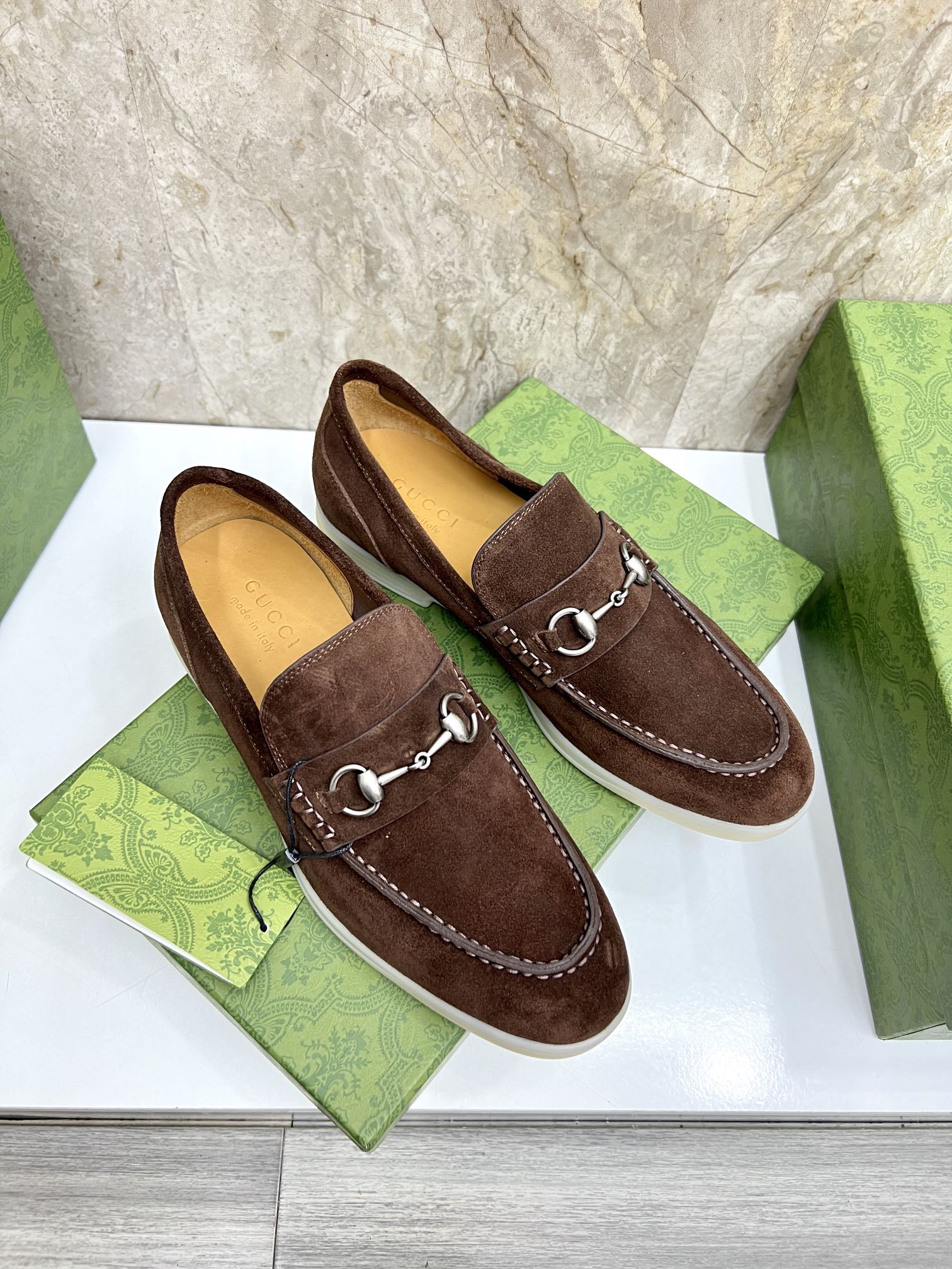 Gucci Men’s Horsebit Loafers – Lido Collection, Rubber Sole, Imported Leather