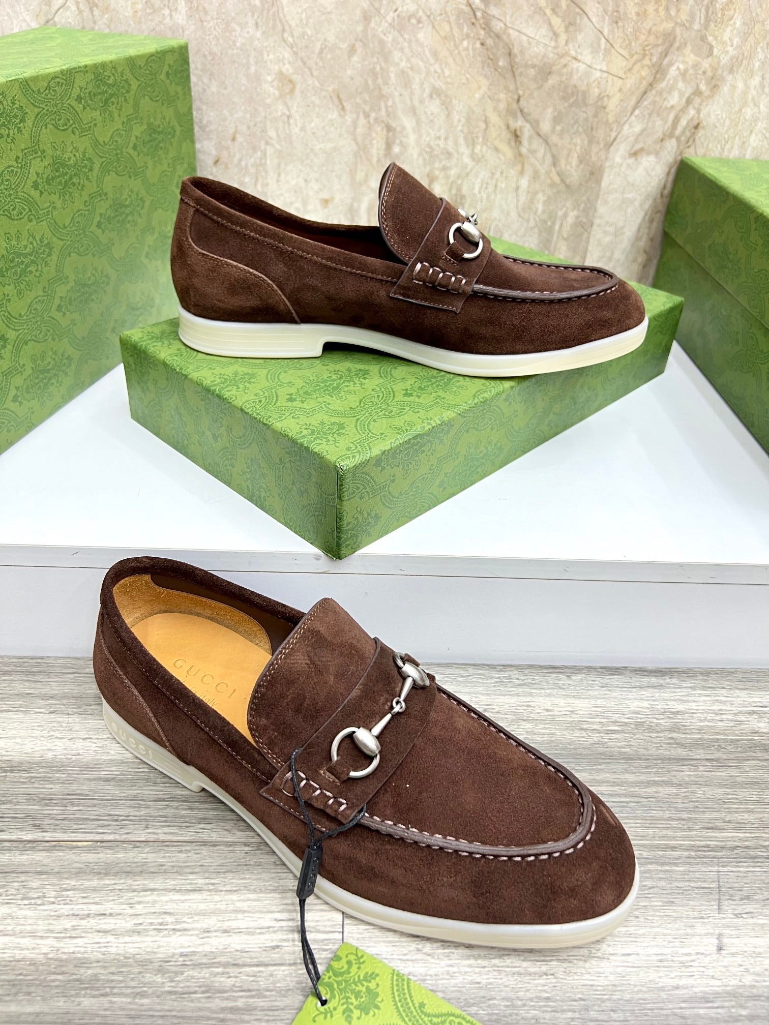 Gucci Men’s Horsebit Loafers – Lido Collection, Rubber Sole, Imported Leather