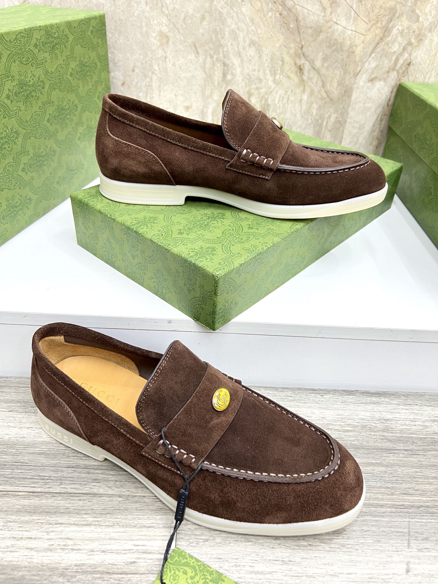 Gucci Men’s Horsebit Loafers – Lido Collection, Rubber Sole, Imported Leather