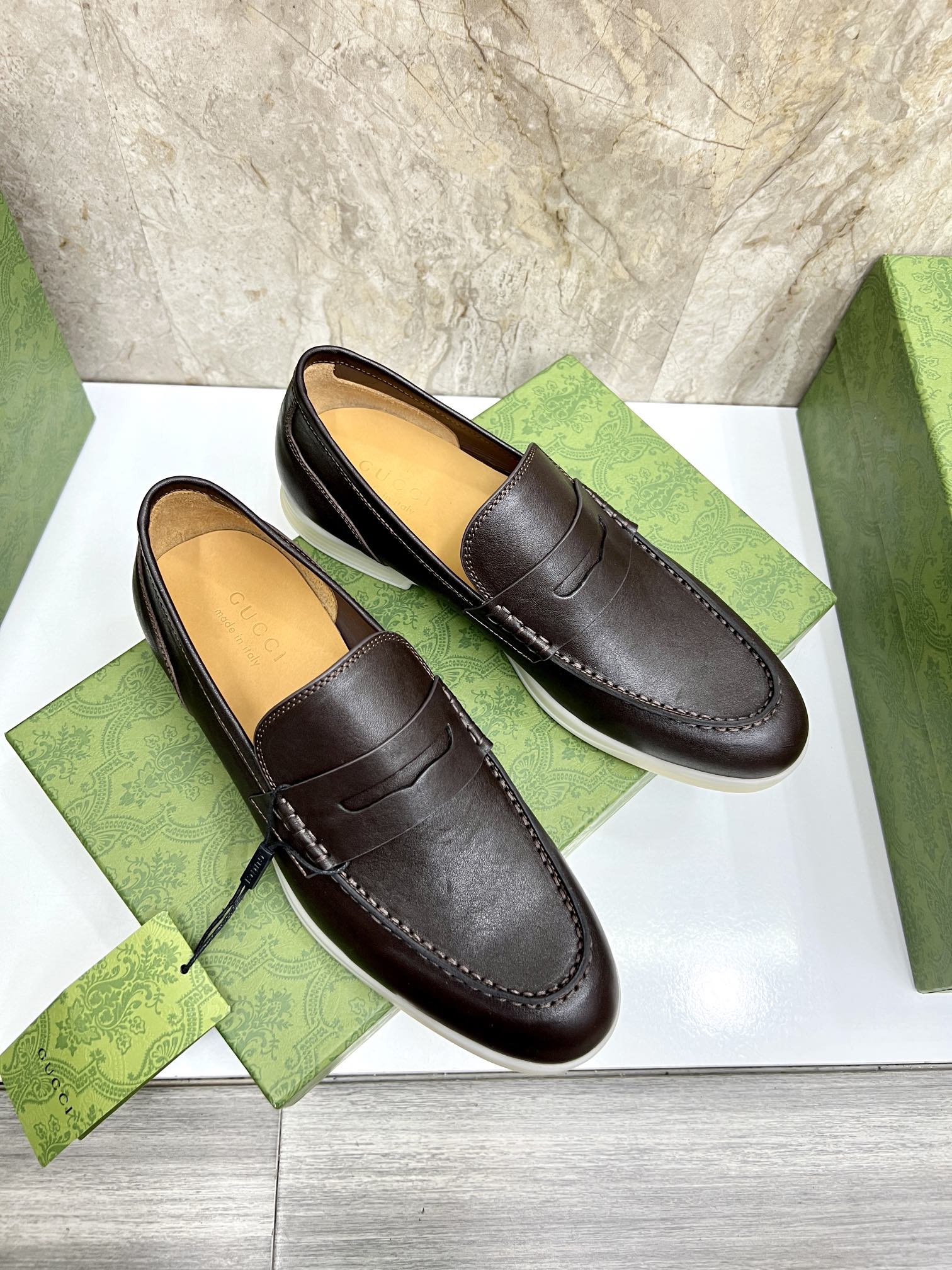 Gucci Men’s Horsebit Loafers – Lido Collection, Rubber Sole, Imported Leather