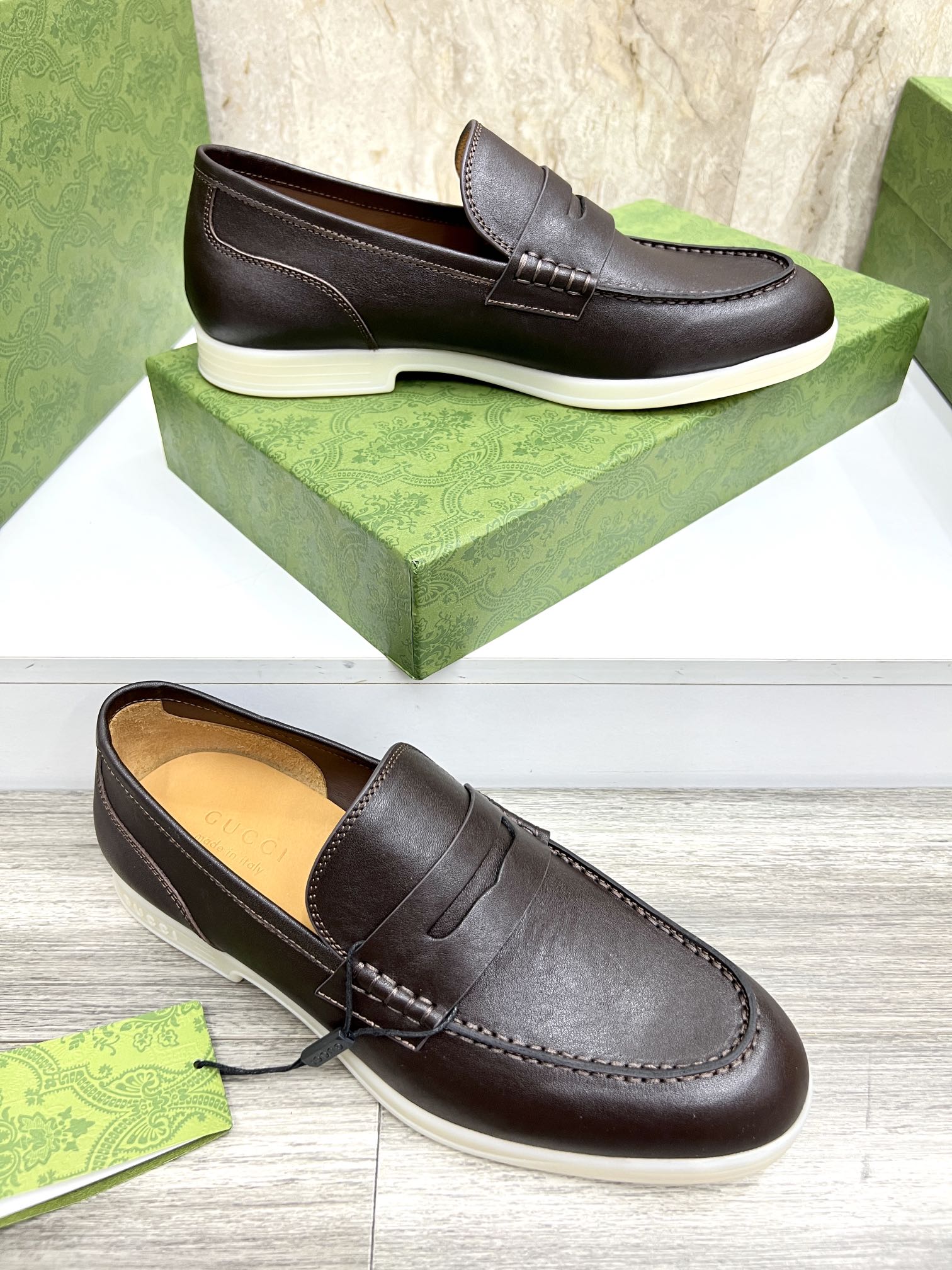 Gucci Men’s Horsebit Loafers – Lido Collection, Rubber Sole, Imported Leather