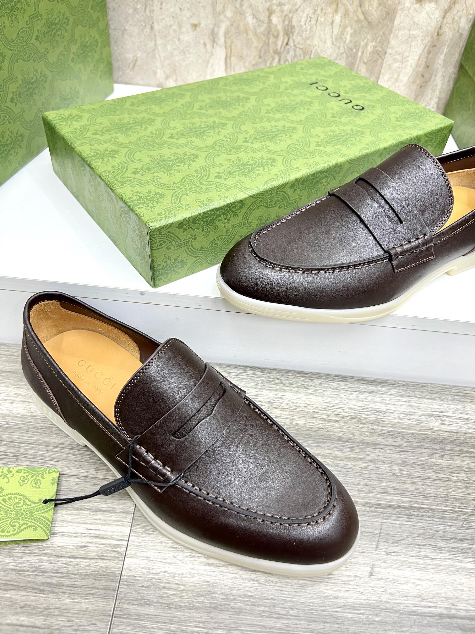 Gucci Men’s Horsebit Loafers – Lido Collection, Rubber Sole, Imported Leather