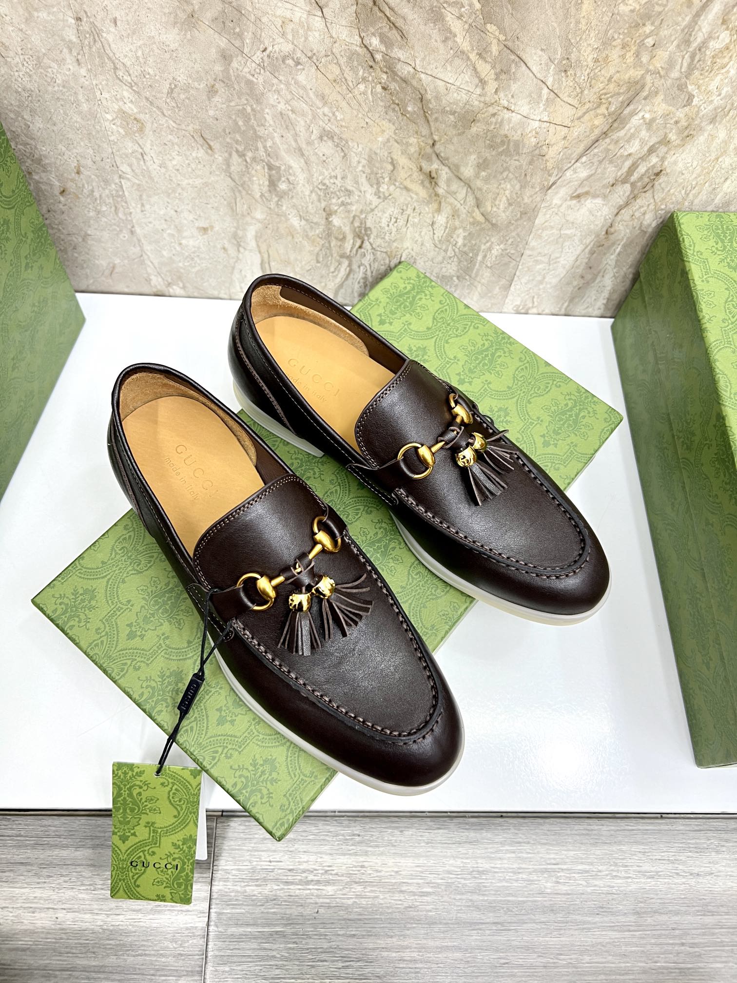 Gucci Men’s Horsebit Loafers – Lido Collection, Rubber Sole, Imported Leather