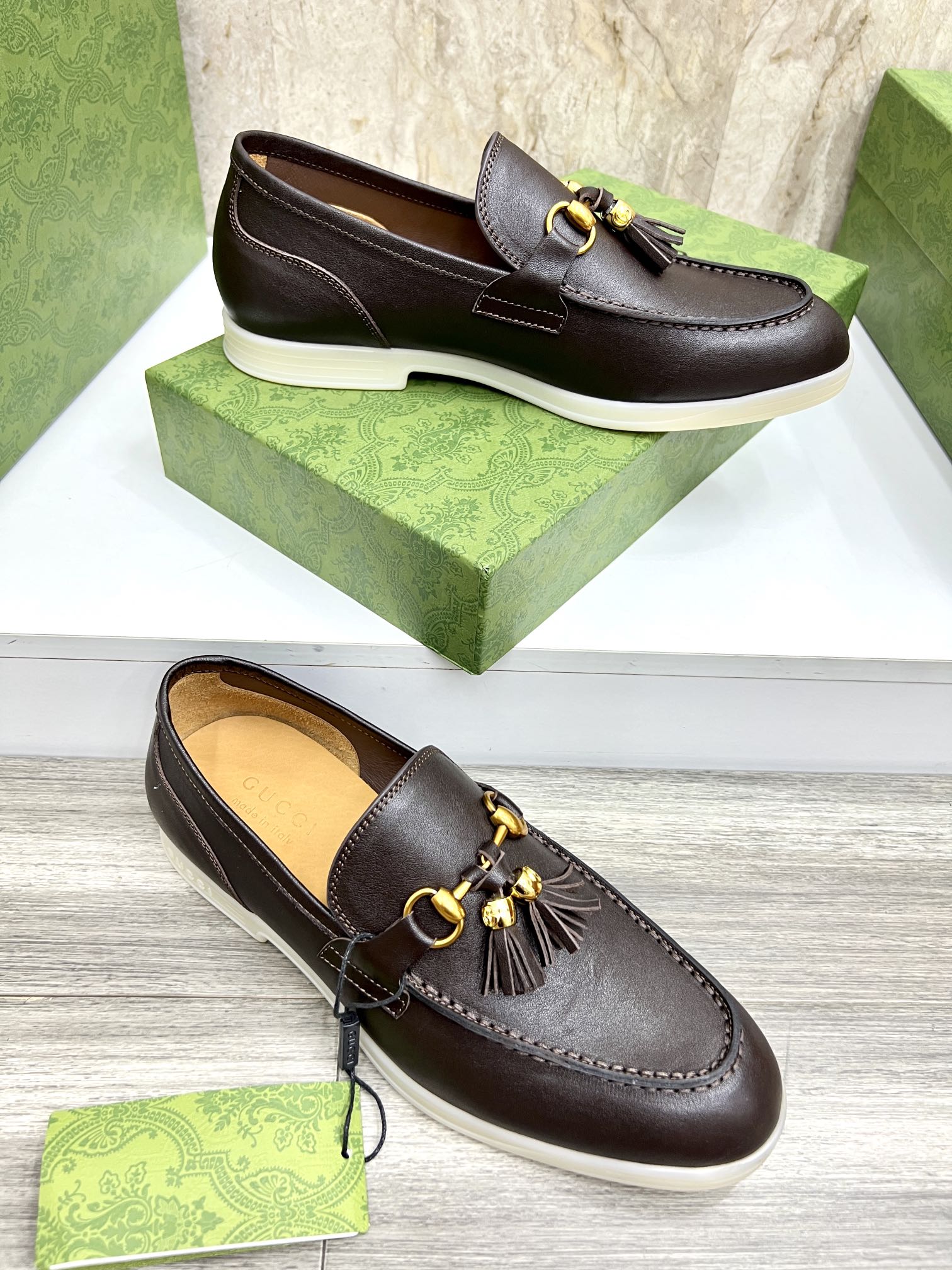 Gucci Men’s Horsebit Loafers – Lido Collection, Rubber Sole, Imported Leather