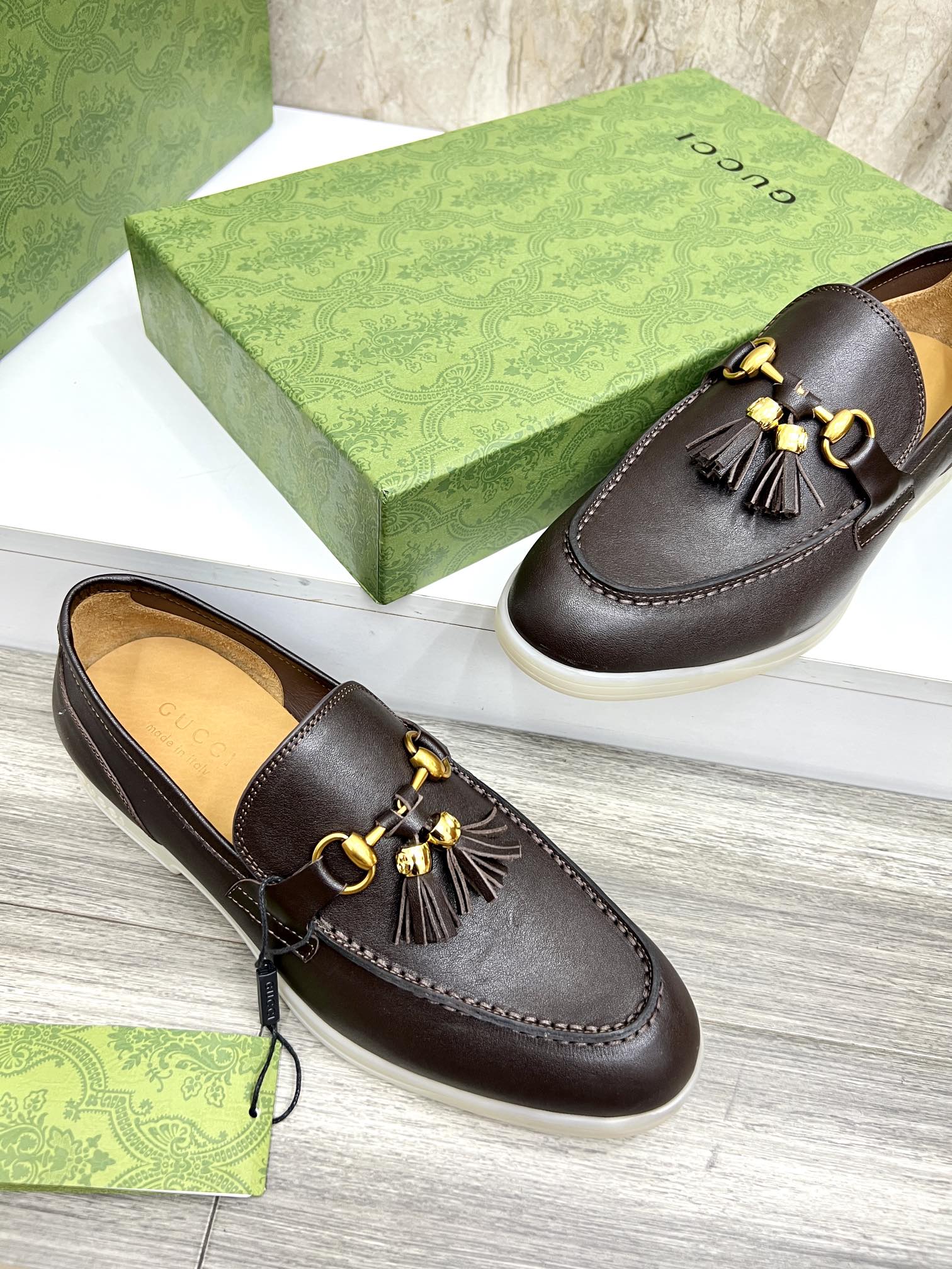 Gucci Men’s Horsebit Loafers – Lido Collection, Rubber Sole, Imported Leather