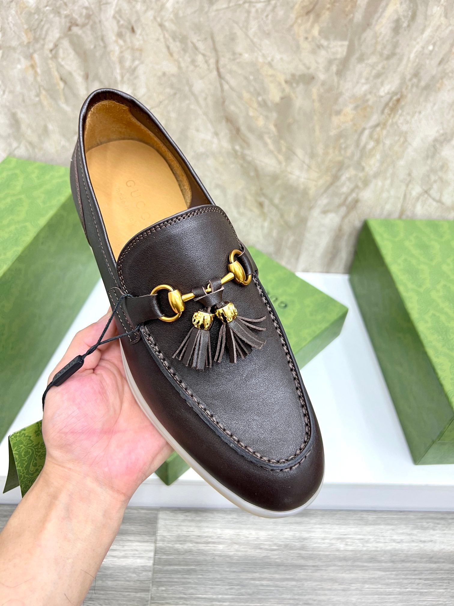 Gucci Men’s Horsebit Loafers – Lido Collection, Rubber Sole, Imported Leather
