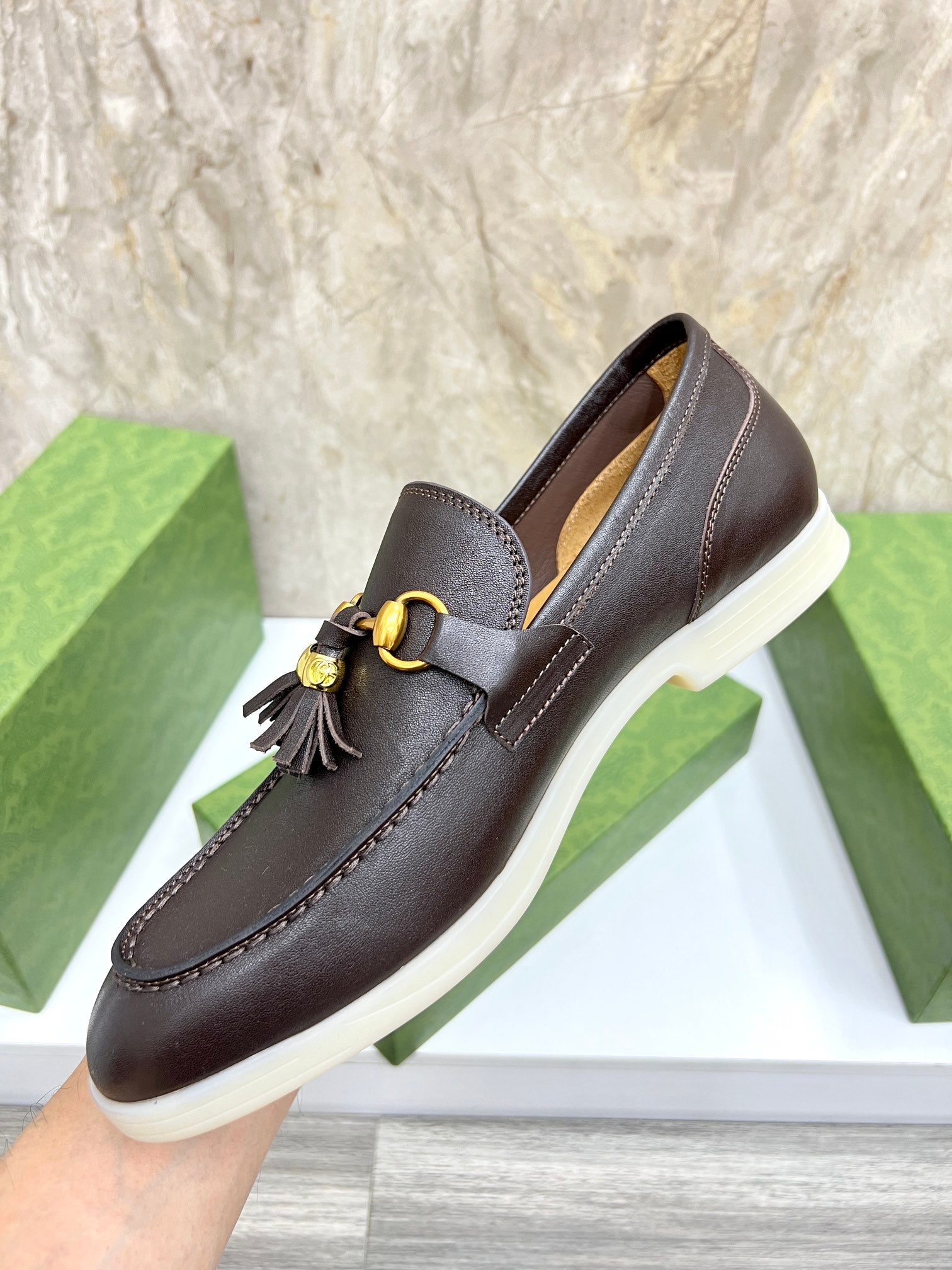 Gucci Men’s Horsebit Loafers – Lido Collection, Rubber Sole, Imported Leather