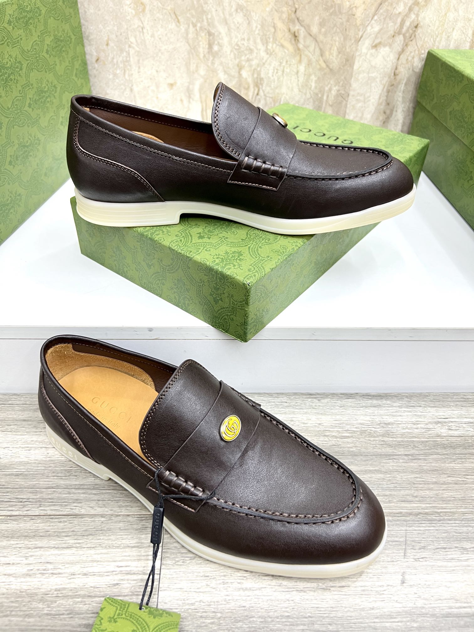 Gucci Men’s Horsebit Loafers – Lido Collection, Rubber Sole, Imported Leather
