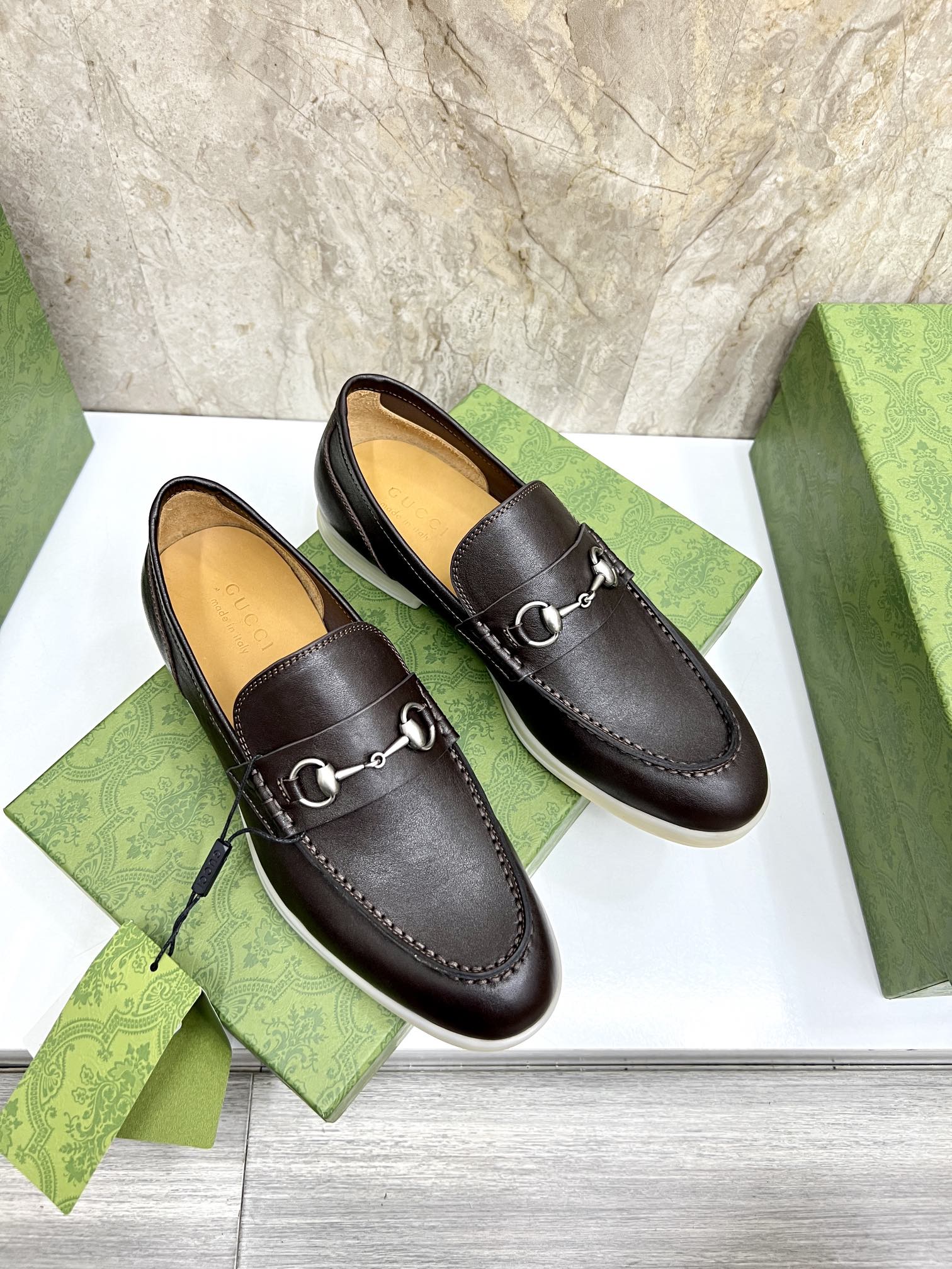 Gucci Men’s Horsebit Loafers – Lido Collection, Rubber Sole, Imported Leather