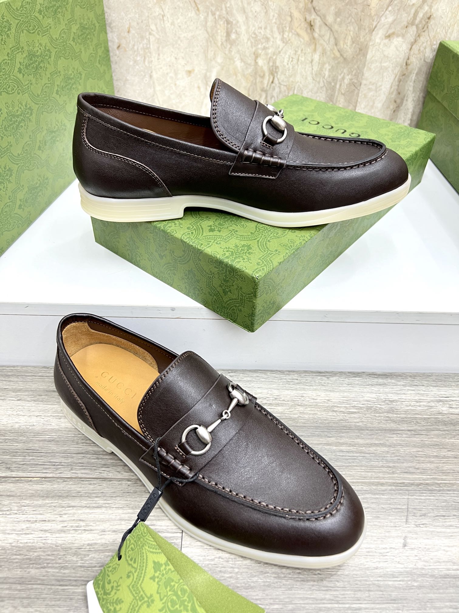 Gucci Men’s Horsebit Loafers – Lido Collection, Rubber Sole, Imported Leather