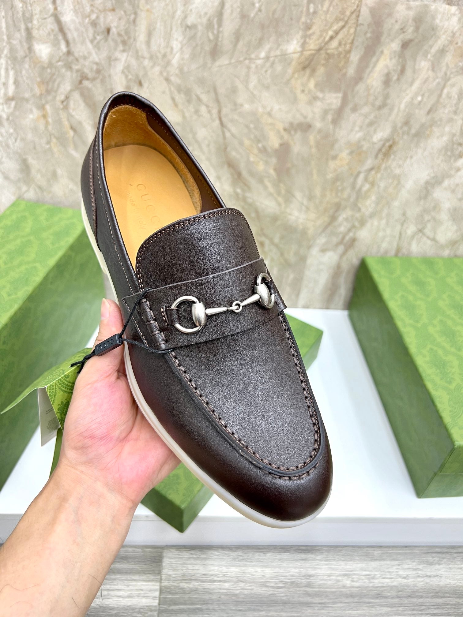 Gucci Men’s Horsebit Loafers – Lido Collection, Rubber Sole, Imported Leather