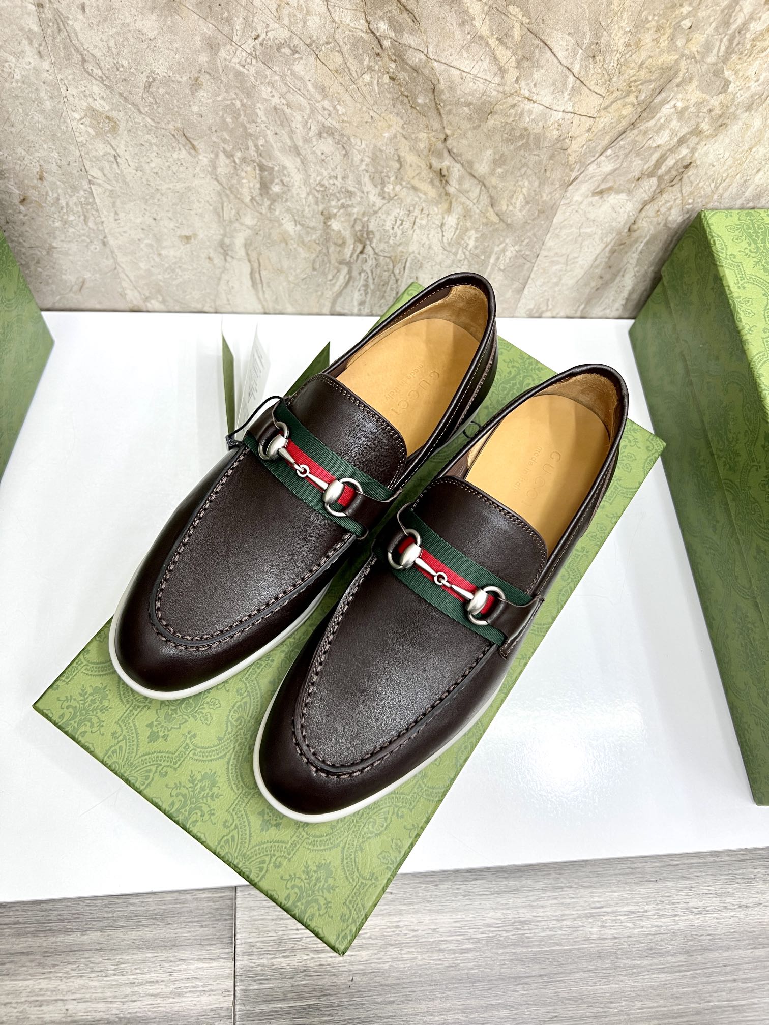 Gucci Men’s Horsebit Loafers – Lido Collection, Rubber Sole, Imported Leather