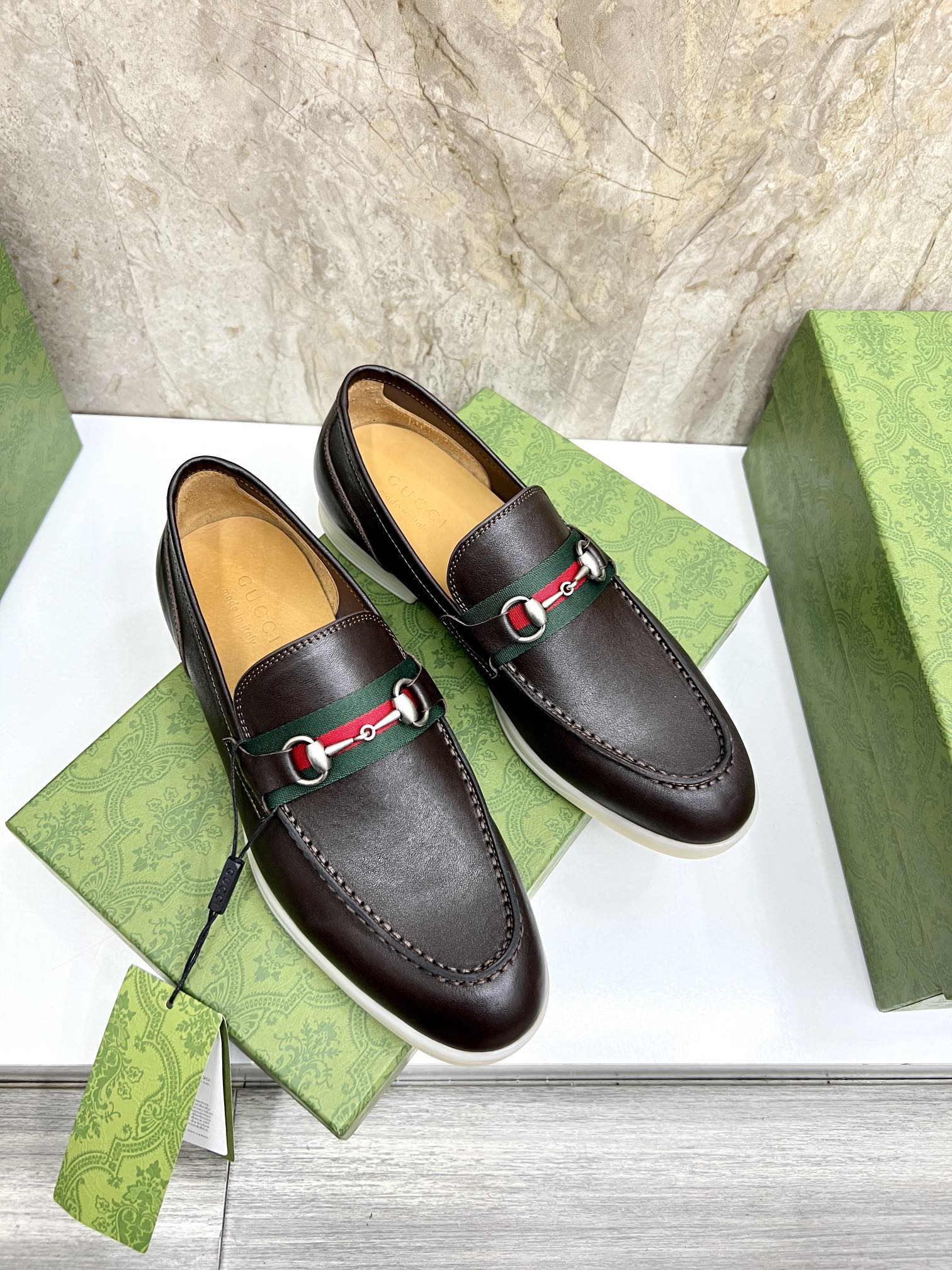 Gucci Men’s Horsebit Loafers – Lido Collection, Rubber Sole, Imported Leather