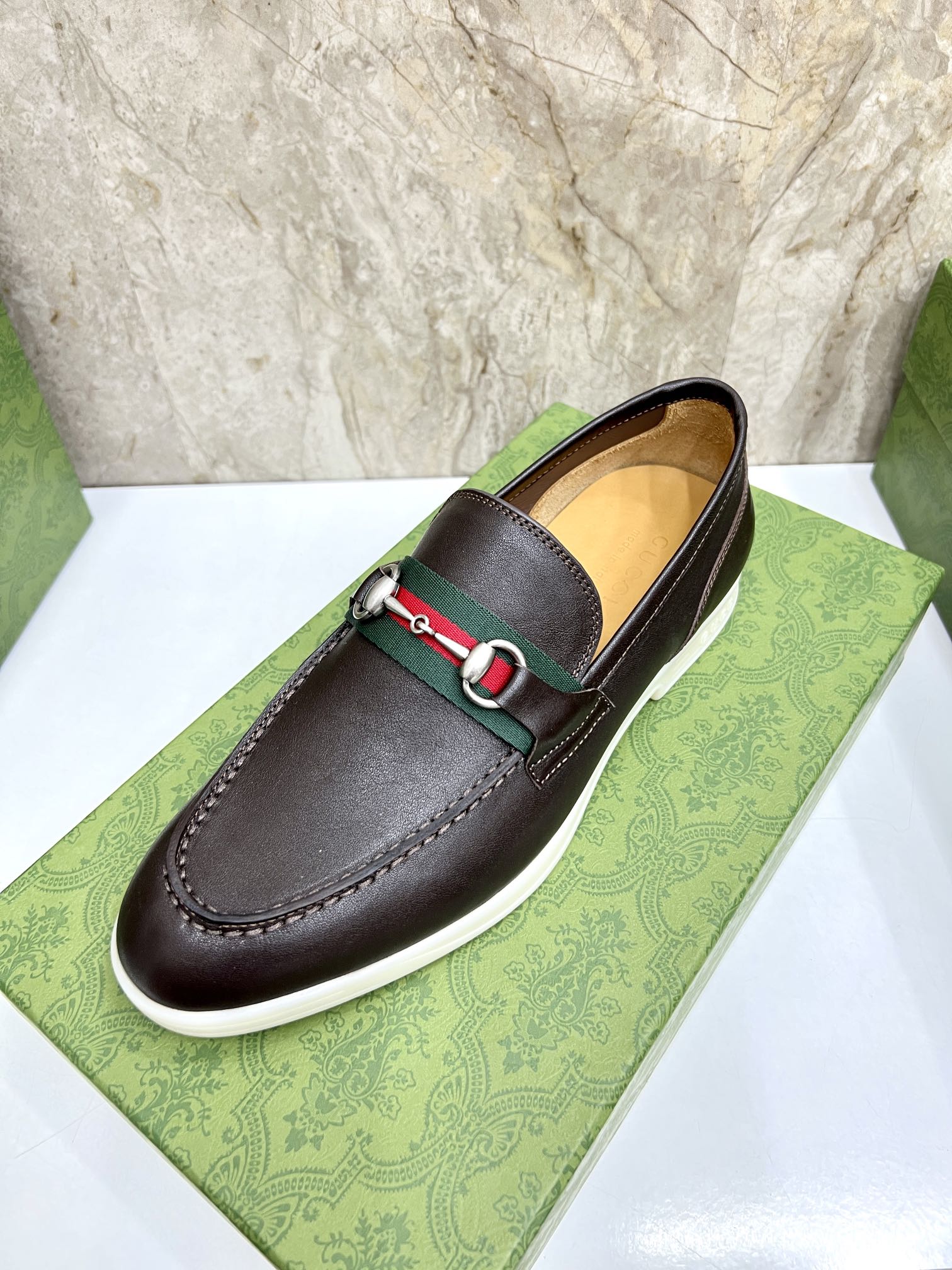 Gucci Men’s Horsebit Loafers – Lido Collection, Rubber Sole, Imported Leather