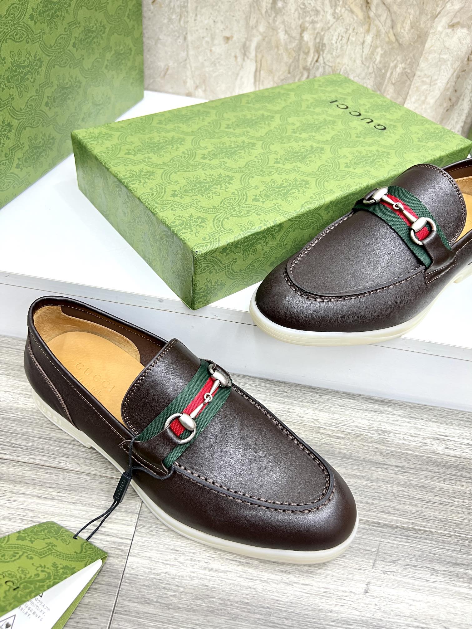 Gucci Men’s Horsebit Loafers – Lido Collection, Rubber Sole, Imported Leather