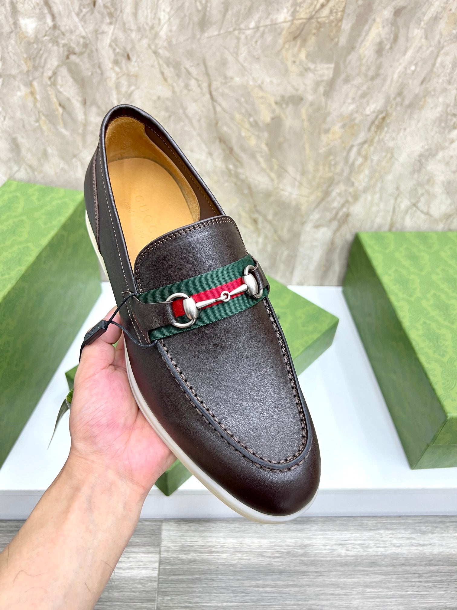 Gucci Men’s Horsebit Loafers – Lido Collection, Rubber Sole, Imported Leather