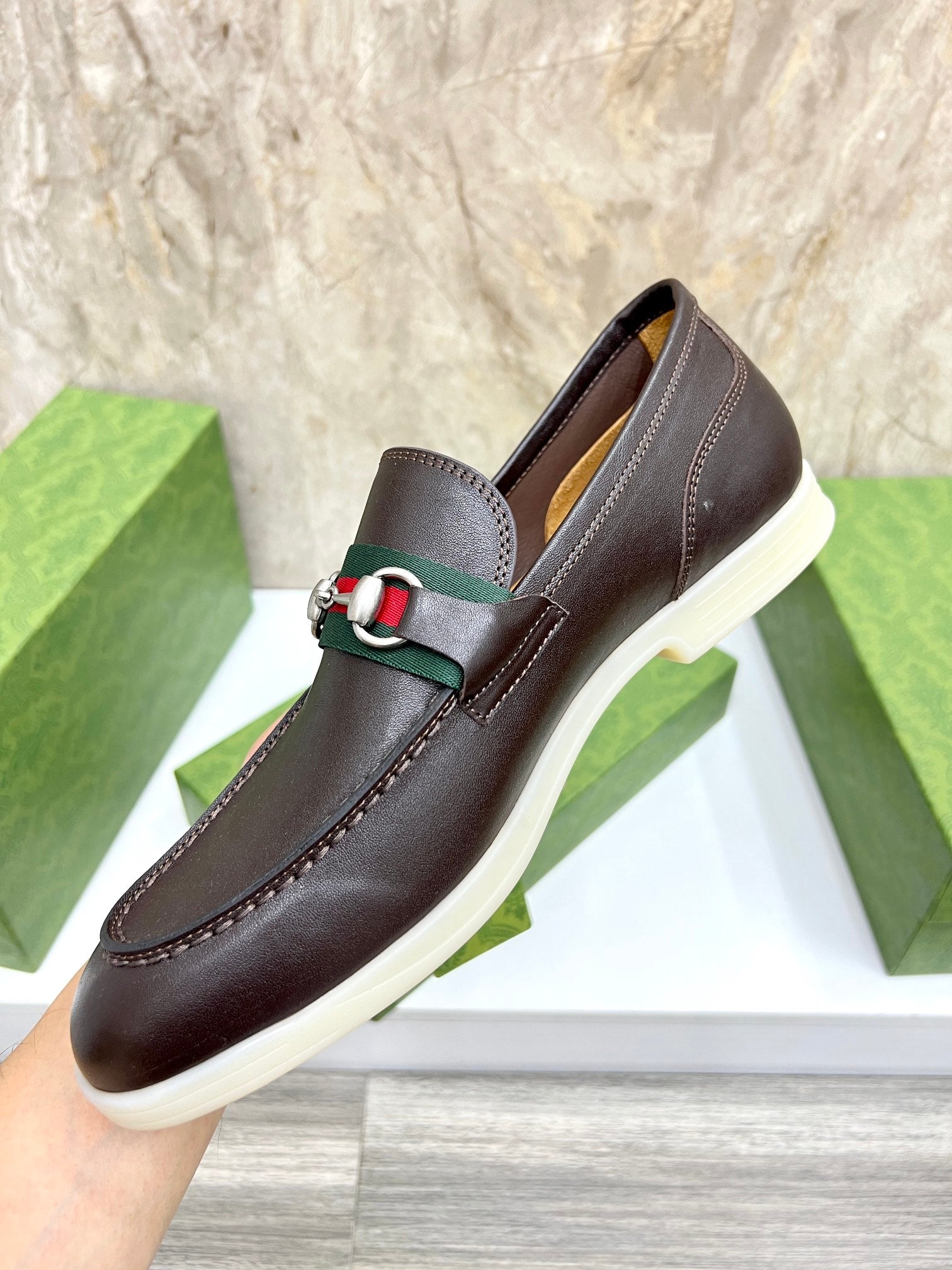 Gucci Men’s Horsebit Loafers – Lido Collection, Rubber Sole, Imported Leather
