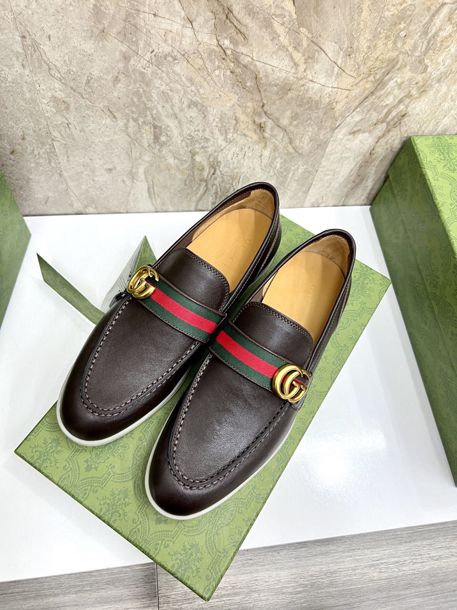 Gucci Men’s Horsebit Loafers – Lido Collection, Rubber Sole, Imported Leather