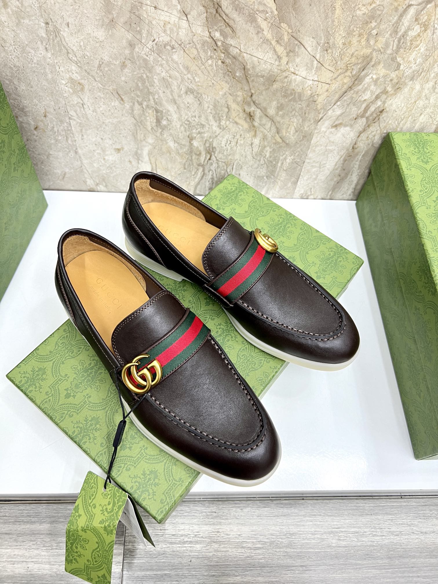 Gucci Men’s Horsebit Loafers – Lido Collection, Rubber Sole, Imported Leather