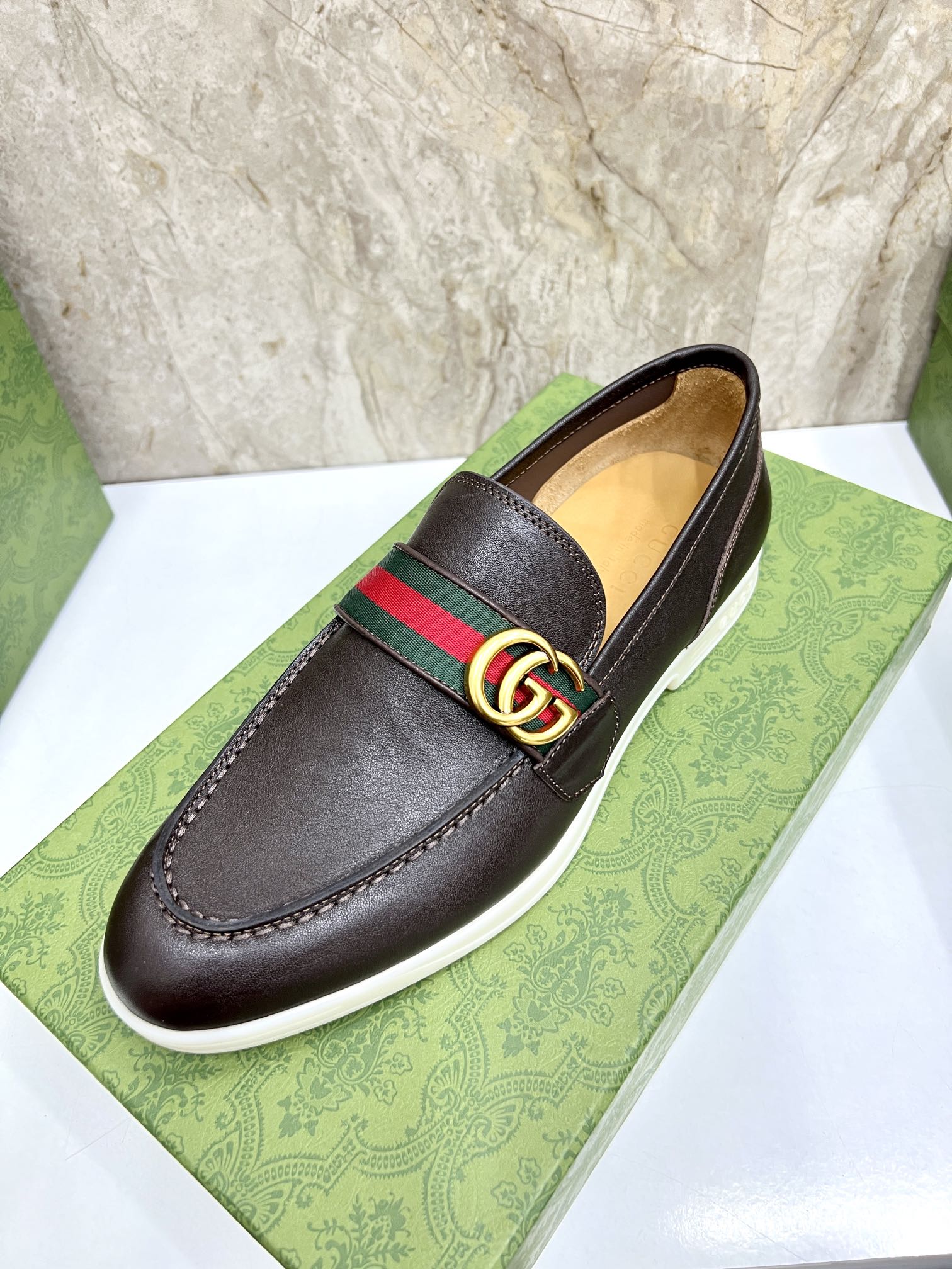 Gucci Men’s Horsebit Loafers – Lido Collection, Rubber Sole, Imported Leather